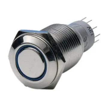 Bulgin MP0045 Series Illuminated Push Button Switch, Latching, Panel Mount, 16.2mm Cutout, DPDT, Blue LED, 50V - MP0045/1E2BL012 product image