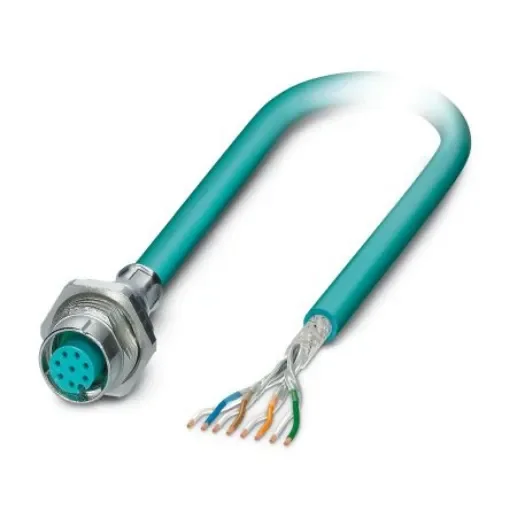 Phoenix ContactSACCBP, 500mm Cat5, Blue M12 to Female Unterminated Shielded, Terminated PUR Sheath - 1553365 product image