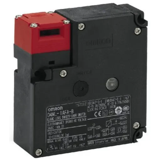 Omron D4NL Series Solenoid Interlock Switch, Power to Unlock, 24V dc, 2NC/1NO + 1NC/1NO - D4NL-2EFA-B product image