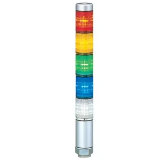Patlite MPS Series Coloured Signal Tower, 5 Lights, 24 V ac/dc, Direct Mount - MPS-502-RYGBC product image