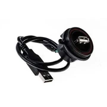 Bulgin Straight, Panel Mount, Plug- Single Port Type A 2.0 IP68, IP69K USB Connector - PX0844/A/0M50/A product image