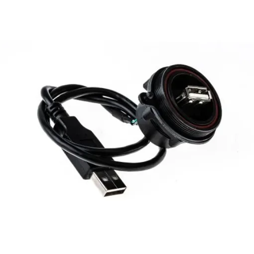 Bulgin Straight, Panel Mount, Plug- Single Port Type A 2.0 IP68, IP69K USB Connector - PX0844/A/0M50/A product image