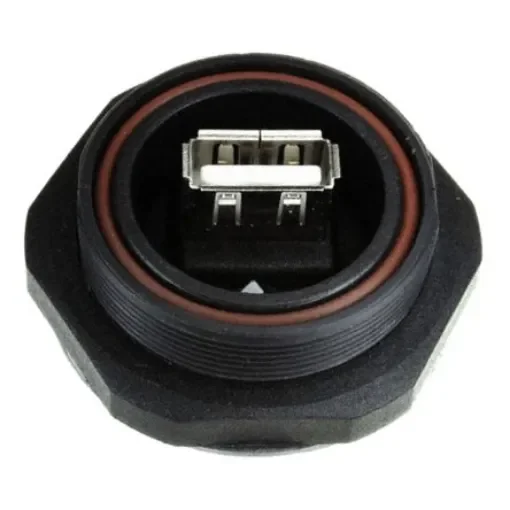 Bulgin Straight, Panel Mount, Plug- Single Port Type B 2.0 IP68 USB Connector - PX0848/A product image