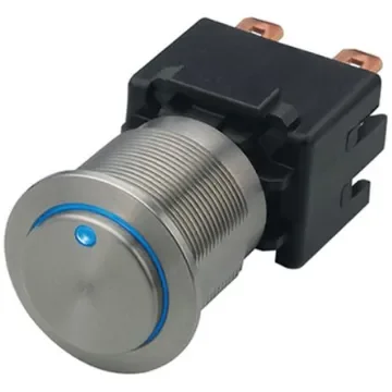 Schurter MSM 19 Series Illuminated Push Button Switch, Latching, Panel Mount, 19.1mm Cutout, SPST, Blue LED, 30 V dc, - 1241.6823.1114000 product image