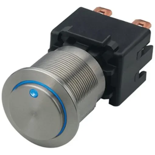 Schurter MSM 19 Series Illuminated Push Button Switch, Latching, Panel Mount, 19.1mm Cutout, SPST, Blue LED, 30 V dc, - 1241.6823.1114000 product image