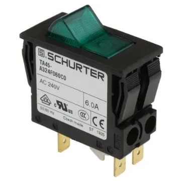 Schurter Thermal Circuit Breaker - TA45 2 Pole 60 V dc, 240V ac Voltage Rating Panel Mount, 6A Current Rating - 4430.0990 product image