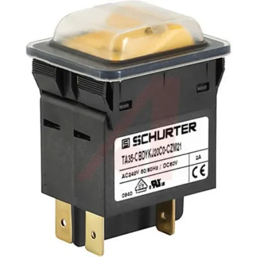 Schurter Thermal Circuit Breaker - TA35 2 Pole 60 V dc, 240V ac Voltage Rating Panel Mount, 6A Current Rating - 4435.0264 product image