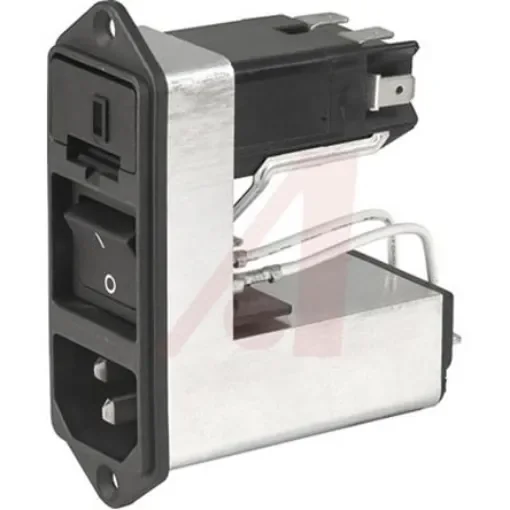 Schurter 10A, 125 V ac, 250 V ac Male Screw Filtered IEC Connector 2 Pole CD64.1101.151, Quick Connect 2 Fuse product image
