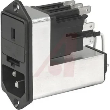 Schurter 10A, 125 V ac, 250 V ac Male Screw Filtered IEC Connector CE60.6100.151, Quick Connect 2 Fuse product image