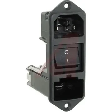 Schurter C14 Panel Mount IEC Connector Male, 10A, 125 V, 250 V, Fuse Size 5 x 20mm - KD14.4101.151 product image