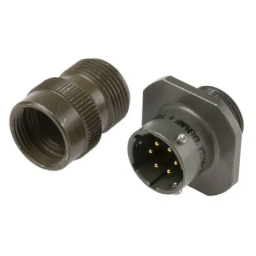 Amphenol Socapex, PT, Copper Alloy 6 Way Cable Mount MIL Spec Circular Connector ReceptacleGreen, Pin Contacts,Shell - PT01A-10-6P product image