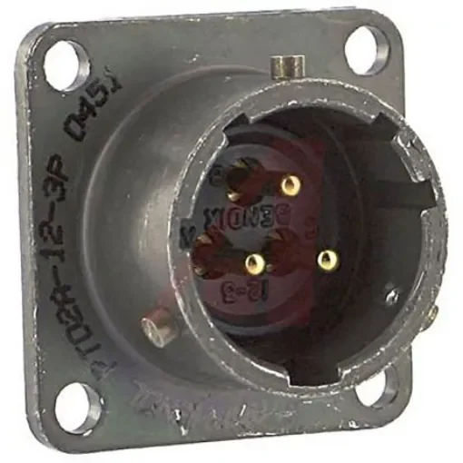 Amphenol Socapex, PT, Copper Alloy 3 Way Panel Mount MIL Spec Circular Connector ReceptacleGreen, Pin Contacts,Shell - PT02A1203P product image