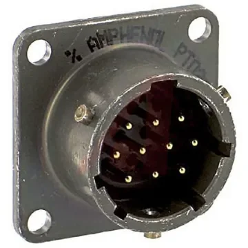 Amphenol Socapex, PT, Copper Alloy 10 Way Panel Mount MIL Spec Circular Connector ReceptacleGreen, Pin Contacts,Shell - PT02A-12-10P product image