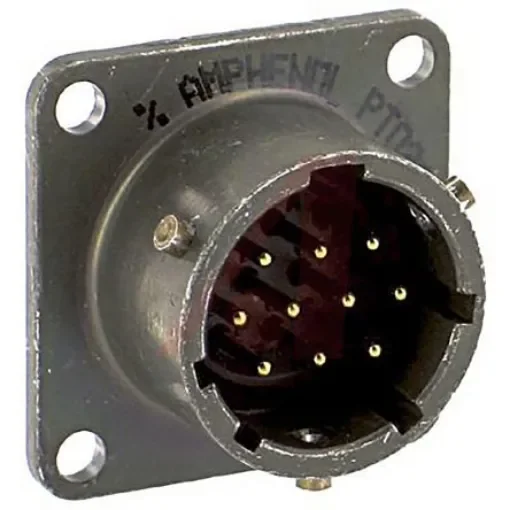 Amphenol Socapex, PT, Copper Alloy 10 Way Panel Mount MIL Spec Circular Connector ReceptacleGreen, Pin Contacts,Shell - PT02A-12-10P product image