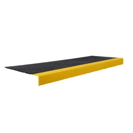 Coba Europe Black/Yellow Stair Tread Glass Fibre Reinforced Plastic, Silicone Carbide Edge Protection, Solid Finish - GRP010704S product image