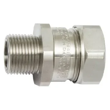 Flexicon Fixed External Thread Fitting, Conduit Fitting, 16mm Nominal Size, M20, Brass, Silver IP66, IP67, IP68, IP69 - LTP16-M20-EXD product image