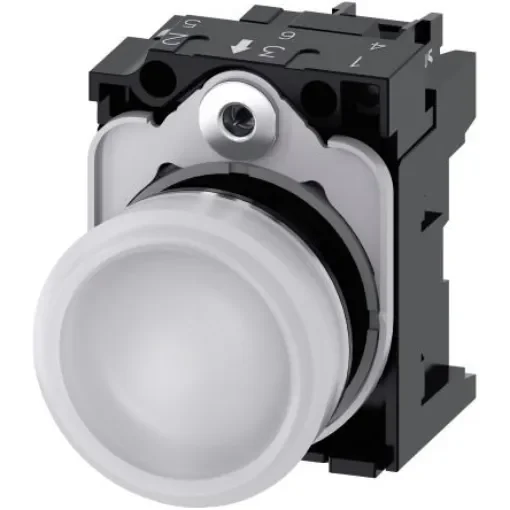 Siemens, SIRIUS ACT 3SU11, Panel Mount White LED Pilot Light, 22mm Cutout, IP20, Round, 24V ac/dc - 3SU1152-6AA60-1AA0 product image