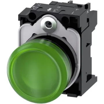 Siemens, SIRIUS ACT 3SU11, Panel Mount Green LED Pilot Light, 22mm Cutout, IP20, Round, 230V ac - 3SU1106-6AA40-1AA0 product image