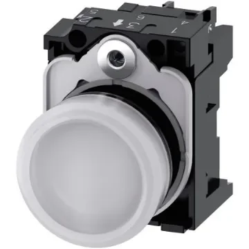 Siemens, SIRIUS ACT 3SU11, Panel Mount White LED Pilot Light, 22mm Cutout, IP20, Round, 230V ac - 3SU1106-6AA60-1AA0 product image