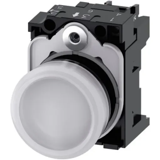Siemens, SIRIUS ACT 3SU11, Panel Mount White LED Pilot Light, 22mm Cutout, IP20, Round, 230V ac - 3SU1106-6AA60-1AA0 product image