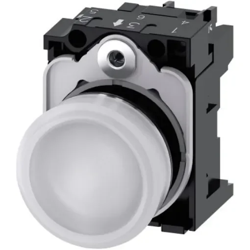 Siemens, SIRIUS ACT 3SU11, Panel Mount White LED Pilot Light, 22mm Cutout, IP20, Round, 230V ac - 3SU1156-6AA60-1AA0 product image