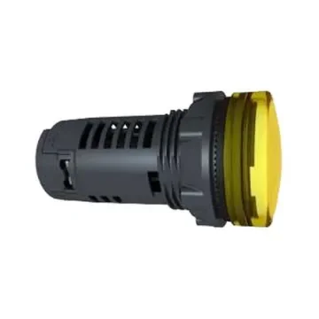 Schneider Electric, Harmony XB5, Panel Mount Yellow Universal LED Pilot Light Complete, 22mm Cutout, IP66, Round, 230V - XB5EVM8 product image