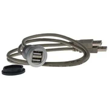 HARTING Straight, Panel Mount, Socket- Dual Port Type A to A 2.0 USB Connector - 09454521950 product image