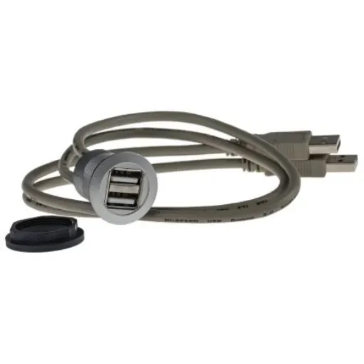 HARTING Straight, Panel Mount, Socket- Dual Port Type A to A 2.0 USB Connector - 09454521950 product image