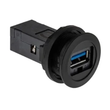 HARTING Straight, Panel Mount, Socket- Single Port Type A to A 3.0 USB Connector - 09454521904 product image