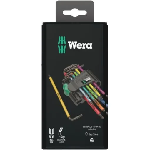 Wera 9-Piece Torx Key Set, 150 x 80 x 30 mm Size, L Shape, Long Arm - 05073599001 product image