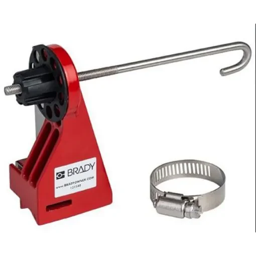 Brady Red 1-Lock Metal Ball Valve Lockout, 7.14mm Shackle, 50.8mm Attachment - 121540 product image