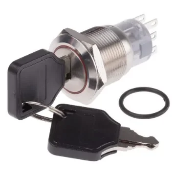 RS PRO IP40 Key Switch, DPDT, 5 A 3-Way Flat-Key - 8772009 product image