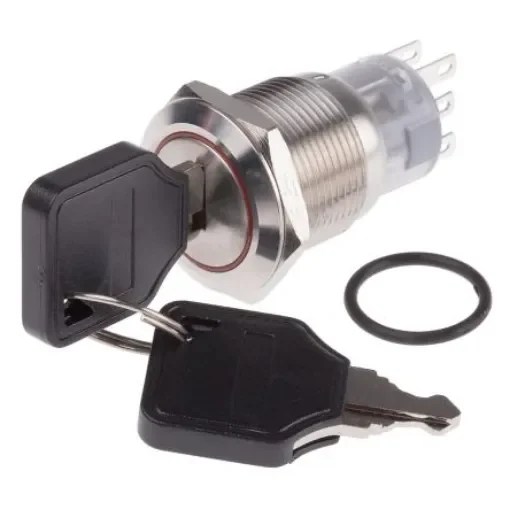 RS PRO IP40 Key Switch, DPDT, 5 A 3-Way Flat-Key - 8772009 product image