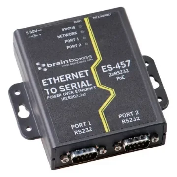 Brainboxes Serial Device Server, 1 Ethernet Port, 2 Serial Port, RS232 Interface, 1Mbit/s Baud Rate - ES-457 product image