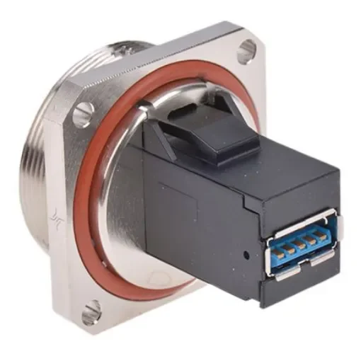 Telegartner Straight, Panel Mount, Socket- Single Port Type A to A 3.0 IP68 USB Connector - J60020A0004 product image