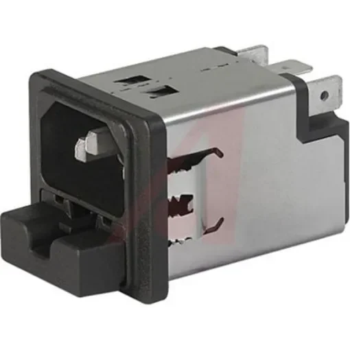 Schurter 1A, 250 V ac Male Panel Mount Filtered IEC Connector 5220.0143.1, Quick Connect 2 Fuse product image