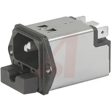 Schurter 10A, 250 V ac Male Panel Mount Filtered IEC Connector 5220.1023.3, Quick Connect 2 Fuse product image