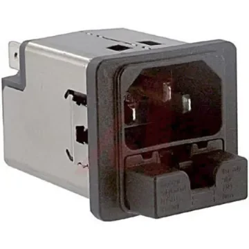 Schurter 10A, 250 V ac Male Panel Mount Filtered IEC Connector 5220.1043.1, Quick Connect 2 Fuse product image
