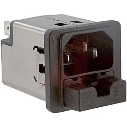 Schurter 10A, 250 V ac Male Panel Mount Filtered IEC Connector 5220.1043.1, Quick Connect 2 Fuse product image