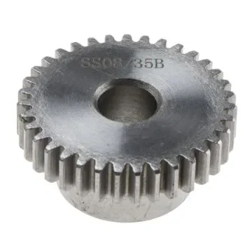 RS PRO Steel 35 Teeth Spur Gear, 0.8 Module, 8mm Bore Diam, 28mm Pitch Diam, 19mm Hub Diam - 8787884 product image