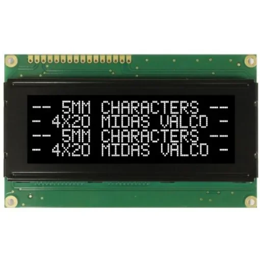 Midas MC42005A12W-VNMLW MC42005 Alphanumeric LCD Display Black, 4 Rows by 20 Characters, Transmissive product image