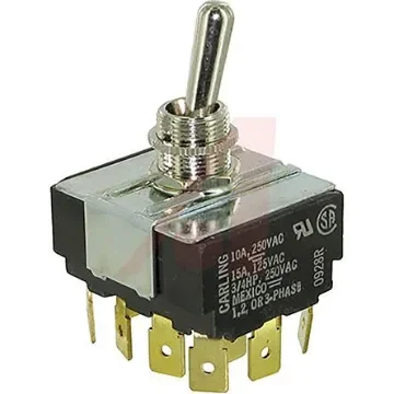Carling Technologies Toggle Switch, Panel Mount, On-On, 4PDT, Tab Terminal, 250V ac - IL251-73 product image