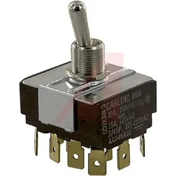 Carling Technologies Toggle Switch, Panel Mount, On-Off-On, 4PDT, Tab Terminal, 250V ac - IM251-73 product image