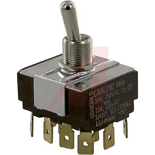 Carling Technologies Toggle Switch, Panel Mount, On-Off-On, 4PDT, Tab Terminal, 250V ac - IM251-73 product image