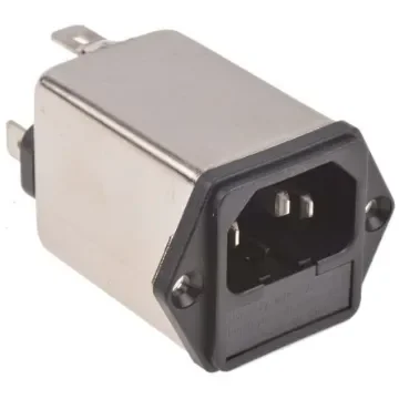 TE Connectivity 10A, 250 V ac Male Flange Mount IEC Filter 3-1609115-3, Spade 2 Fuse product image