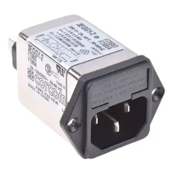 TE Connectivity 3A, 250 V ac Male Flange Mount IEC Filter 1-6609115-2, Spade 2 Fuse product image