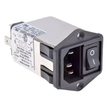 TE Connectivity 3A, 250 V ac Male Flange Mount IEC Filter 2 Pole 6609113-5, Spade None Fuse product image