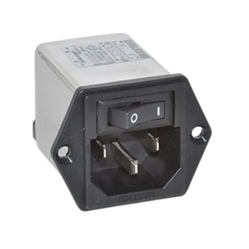 TE Connectivity 1A, 120 V ac, 250 V ac Male Flange Mount IEC Filter 1 Pole 2-1609113-2, Spade None Fuse product image