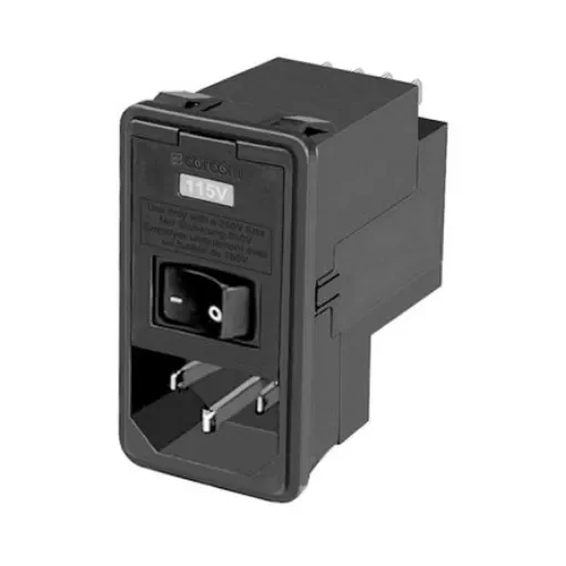 TE Connectivity 3A, 120 V ac, 250 V ac Male Snap-In IEC Filter 2 Pole 5-6609107-4, Spade 2 Fuse product image