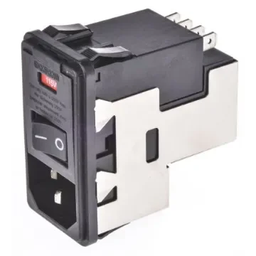 TE Connectivity 10A, 120 V ac, 250 V ac Male Snap-In IEC Filter 2 Pole 5-6609107-3, Spade 2 Fuse product image